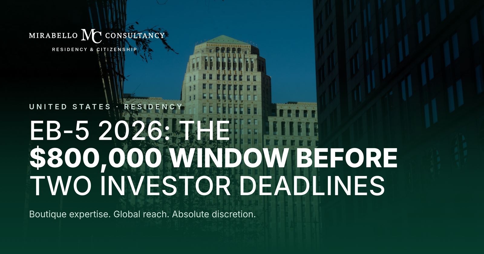 EB-5 2026: The $800,000 Window Before Two Investor Deadlines