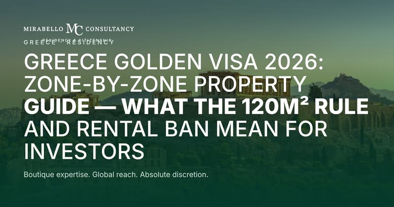 希腊黄金签证2026：分区房产指南, 120平方米规定与租赁禁令对投资者的影响