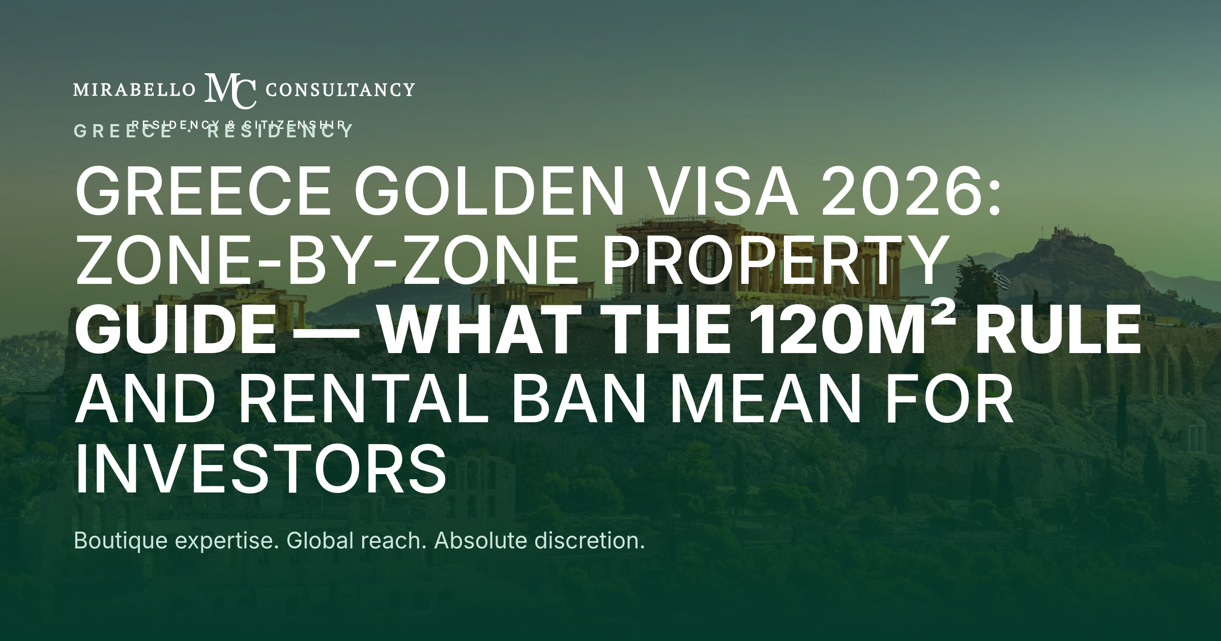 Visto d'Oro Greco 2026: Guida alle Zone Immobiliari, La Regola dei 120m² e il Divieto di Affitti per gli Investitori