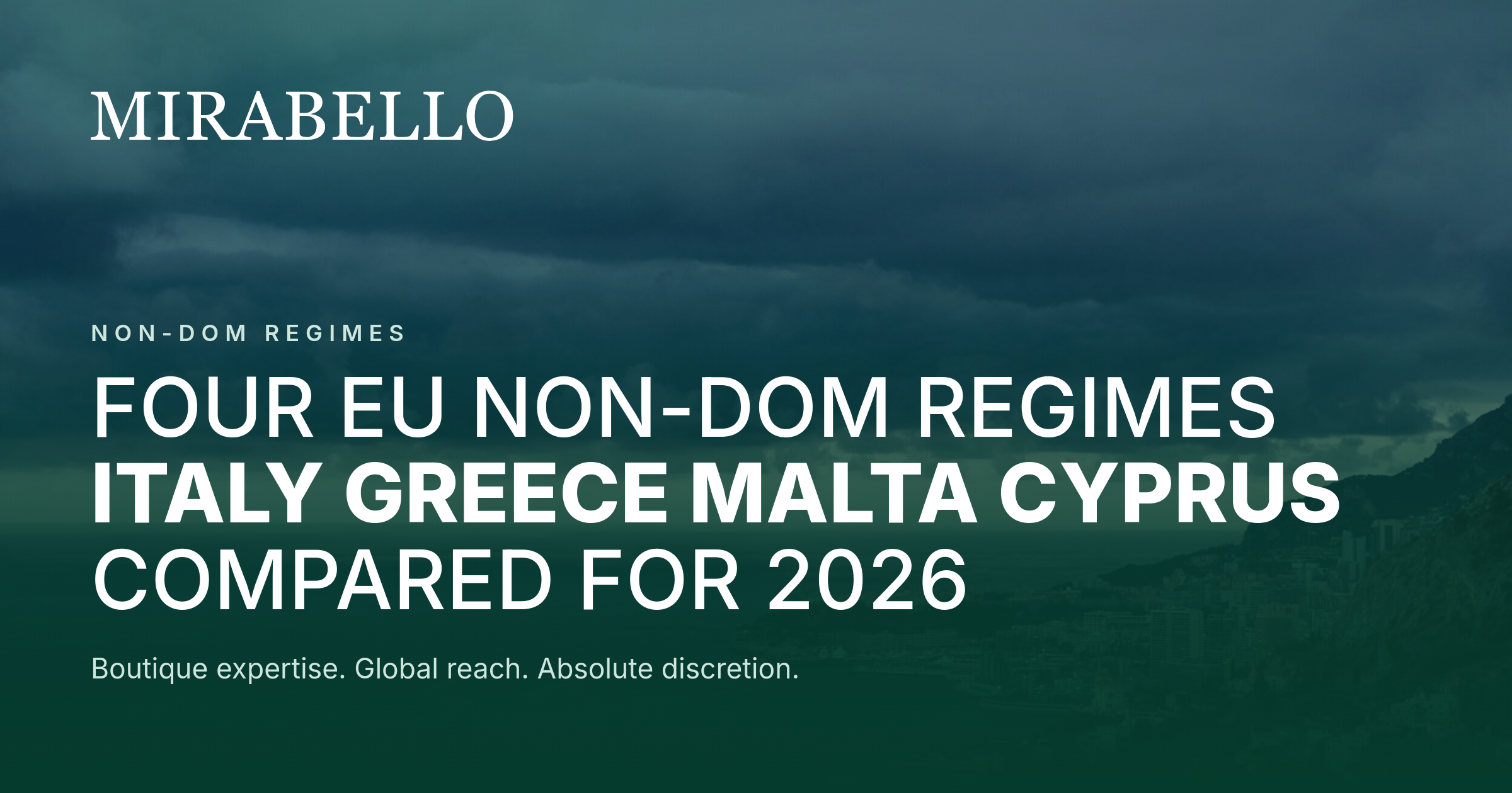 Italy vs Greece vs Malta vs Cyprus: Europe's Non-Dom Tax Regimes Compared (2026)